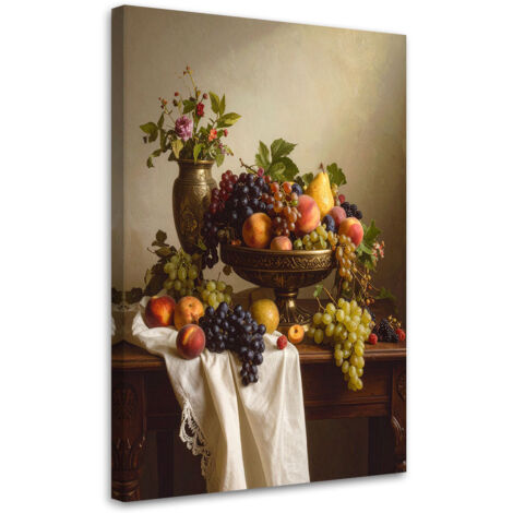 Wandbild Stillleben Obst Blumen 40x60 cm