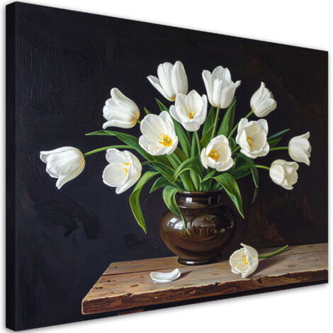 Wandbild Stillleben weiße Tulpen 60x40 cm