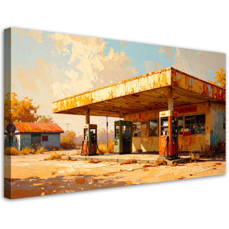 Wandbild Tankstelle in den USA 80x40 cm