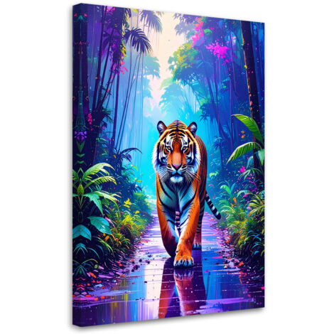 Wandbild Tiger auf der Straße Dschungel 40x60 cm
