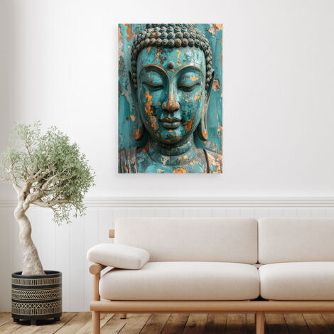 Wandbild Türkisfarbener Buddha Meditation Zen Spa 70x100