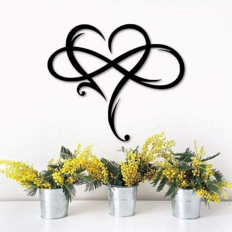 Wandbild „Unendlichkeitsherz“ aus Metall, dekorative Eisenkunst als Geschenk, Skulptur der ewigen Liebe für Wohnzimmer, Schlafzimmer und Zuhause