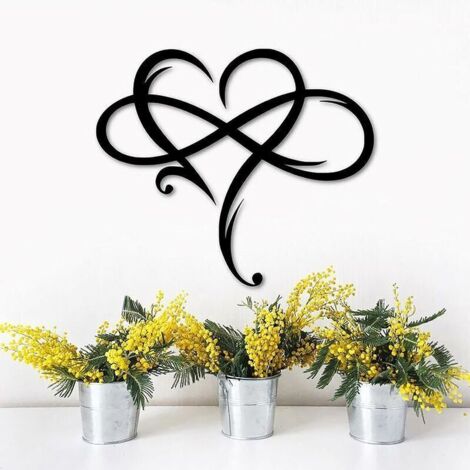 Wandbild „Unendlichkeitsherz“ aus Metall, dekorative Eisenkunst als Geschenk, Skulptur der ewigen Liebe für Wohnzimmer, Schlafzimmer und Zuhause