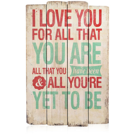Wandbild Wanddekoration Holzbild Wand Bild Holzschild 60cm Love used look Retro