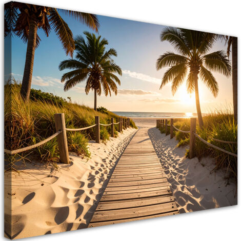 Wandbild Weg zum Strand Landschaft Palmen 100x70 cm