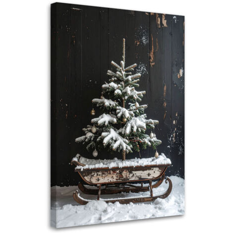 Wandbild Weihnachtsbaum Geschenke Schlitten 40x60 cm