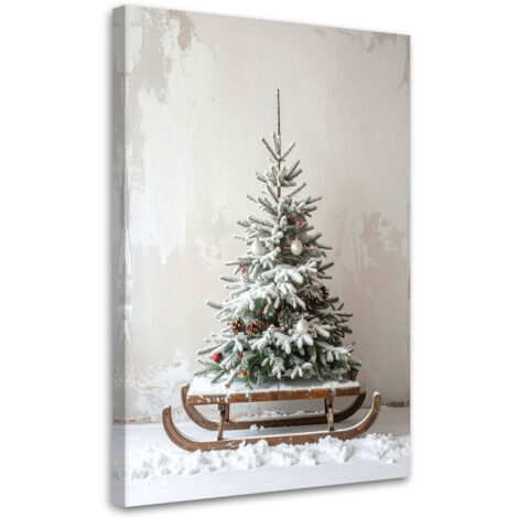 Wandbild Weihnachtsbaum Geschenke Schlitten 40x60 cm