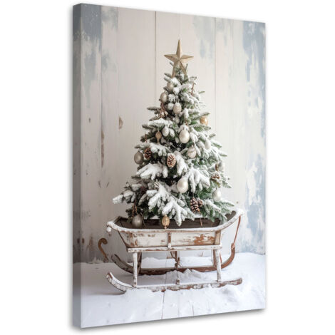 Wandbild Weihnachtsbaum Geschenke Schlitten 40x60 cm
