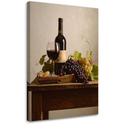 Wandbild Weinflasche mit Trauben Stillleben 40x60 cm