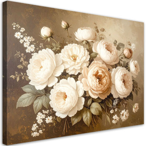 Wandbild Weiße Blumen Strauß 60x40 cm