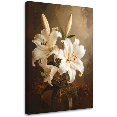 Wandbild Weiße Lilien Blumen Vintage 40x60 cm