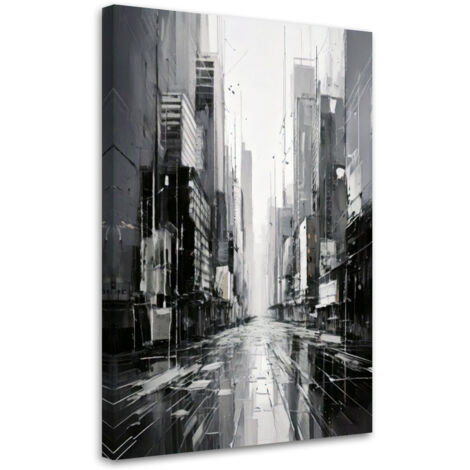 Wandbild Wohnzimmer Stadt Straße Modern Abstraktion Grau 60x90 cm