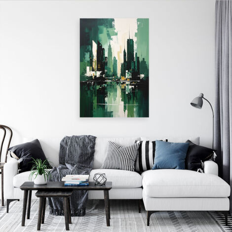 Wandbild Wolkenkratzer Stadtarchitektur Grün 60x90