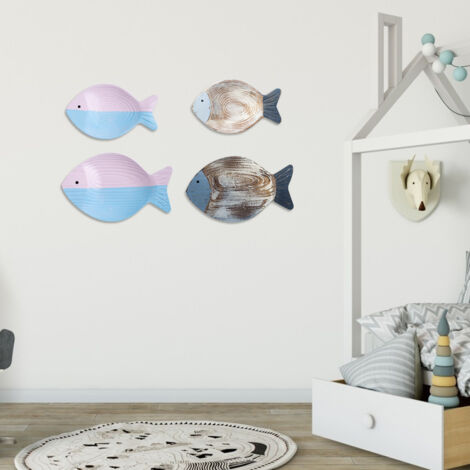 Wanddeko aus Holz in Fischform – Fischskulptur im Strandmotiv für die Heimdekoration