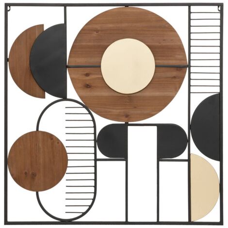 Wanddekoration Aenor Metall und Holz - 70x70 cm
