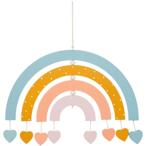 Wanddekoration Arc-en-ciel Holz & Baumwolle - 30x20 cm