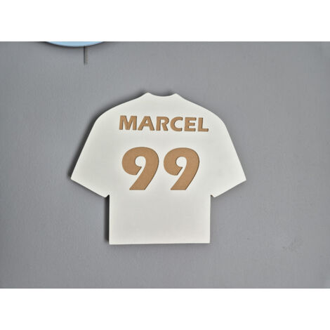 Wanddekoration aus MDF – Fußballtrikot mit Nummer und Namen