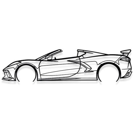 Wanddekoration aus Metall – detailliertes Corvette C8 Cabriolet – Wanddekoration – 80 cm