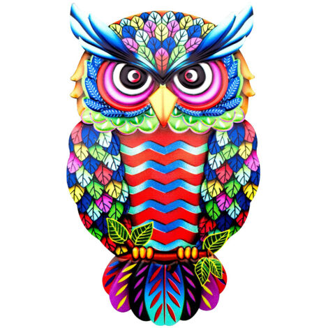Wanddekoration „Eule“ (mittelgroß), 1 Stück, 4 Farben, Dekorative Eisen-Wohndekoration