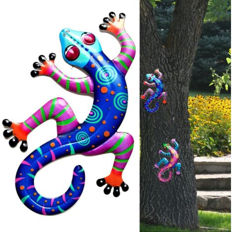 Wanddekoration in Form einer Eidechse aus Eisen für den Außenbereich – Ornament für Bäume, Zäune und Veranden