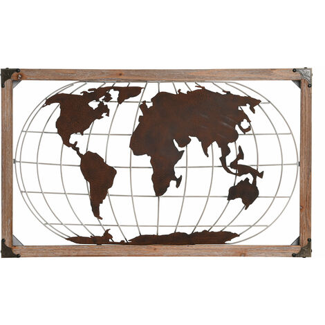 Wanddekoration Metallkiefern 75x6x46 Weltkarte Metallkiefernmaterial Mehrfarbige Farbfamilie Wanddekorationen Details