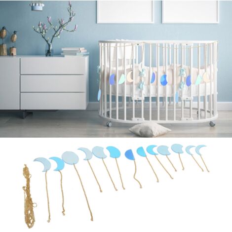Wanddekoration mit Mondphasengirlande, 13 Zubehörteile aus PE und Aluminium, umweltfreundliche Dekoration für Schlafzimmer, Büro und Kinderzimmer
