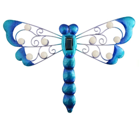 Wanddekoration mit Solar-Solarleuchte (Schmetterling/Libelle/Frosch)  Nicht vor Text 21009 platzieren  Hochwertiges Eisen