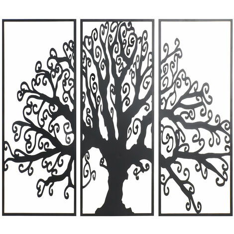 Wanddekoration Set 3 Metall 105x1.3x91 Metallbaum mehrfarbige Farbfamilienfamilienfamilien Wanddekoration Details