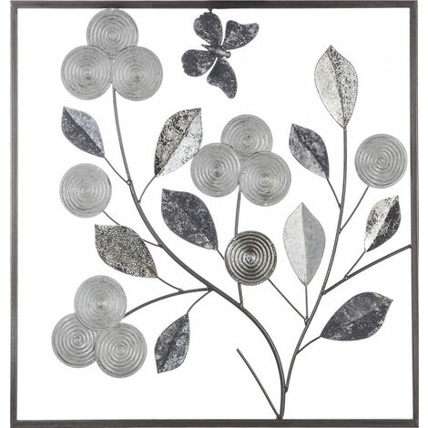 Wanddekoration silber metall 50 x 50 cm atmosphera