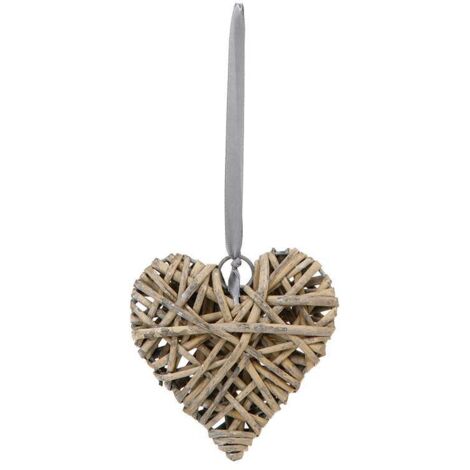 Wanddekoration Weide Herz D12cm - Grau