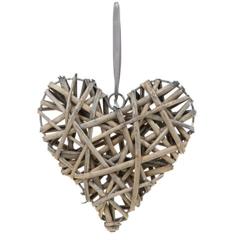 Wanddekoration Weide Herz D20cm - Grau