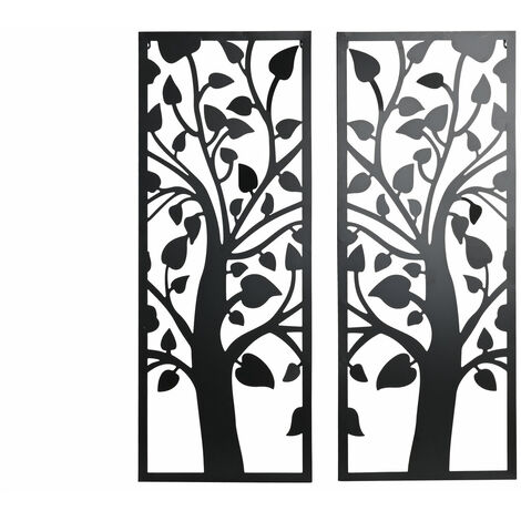 Wanddekorationsset 2 Metall 70x1.3x90 Schwarzes Baummetallmaterial mehrfarbige Farbfamilien Wanddekoration Details