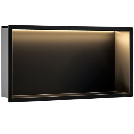 WANDEINBAU-BADEZIMMERREGAL REA LED BLACK 30X60
