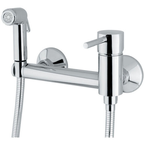 Wandeinhebelmischer mit Keramik-Kartusche und hygienischer Handbrause. Idral 02405/LN Kurzhebelsteuerung  Verchromt - Messing