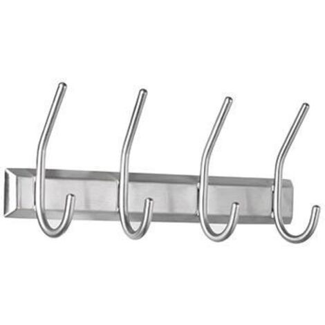 Wandgarderobe 130 x 70 x 315 mm (B x H x T) 4 Haken Edelstahl silber
