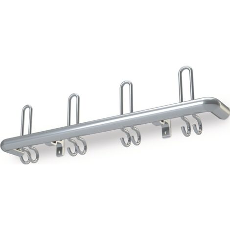 Wandgarderobe Aluminium F2 8 Hut-/16 Mantelhaken Länge 1600 mm Hakenabstand 200 mm