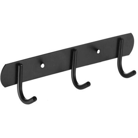Wandgarderobe aus Edelstahl mit 3 dicken Zierhaken, schwarz, skandinavischer Stil