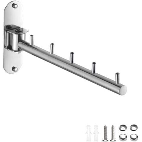 Wandgarderobe für Kleidung, 1 Stück, klappbare Wandgarderobe für Kleiderbügel, wandmontierte Kleiderbügelhalterung aus Edelstahl mit schwenkbaren Armen, wandmontierter Wäscheständer, hängende Kleiderb