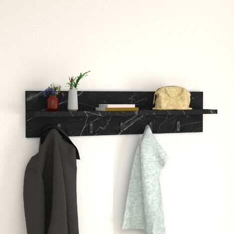 Wandgarderobe Hammarö 80x11x18cm Marmoroptik, schwarz [en.casa]