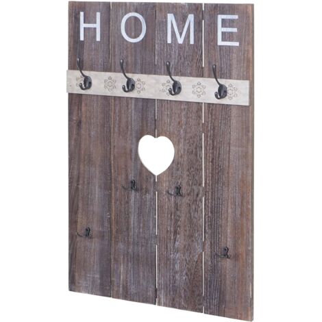 Wandgarderobe HHG-913 Home, Garderobenpaneel Garderobe, Shabby-Look Vintage, 8 Haken 91x60cm braun, shabby