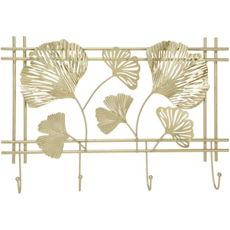 Wandgarderobe im Ginkgo-Blatt-Design, robustes und elegantes Metall, langlebige und moderne Wandmontage.