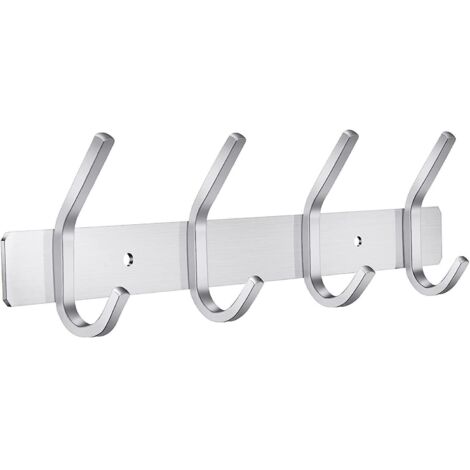 Wandgarderobe, Kleiderhaken aus Edelstahl für Schlafzimmer, Badezimmer, Küche (4 Haken, Silber)