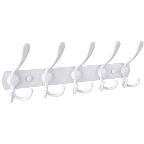 Wandgarderobe mit 5 Haken, Edelstahl SUS304, gebürstete Oberfläche, weißer Haken – 5,41 cm