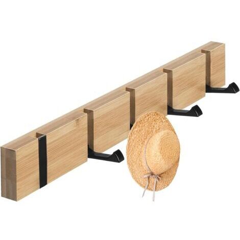 Wandgarderobe mit 5 klappbaren Haken, stabile Wandgarderobe für Jacken, Schals, Taschen und Hüte, 50 cm