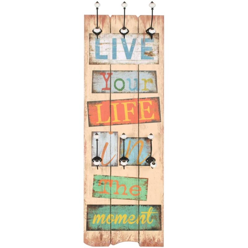 Wandgarderobe Mit 6 Haken 120 X 40 Cm 'live Life' Vidaxl