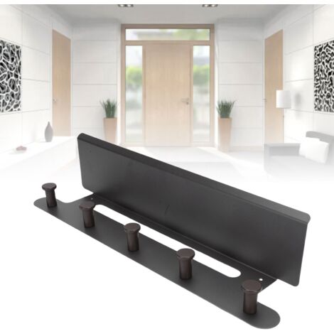 Wandgarderobe mit Ablagefach, Organizer für Eingangsbereich, Badezimmer, Schlafzimmer, grau (43,5 x 9,5 cm, Holz/Metall)