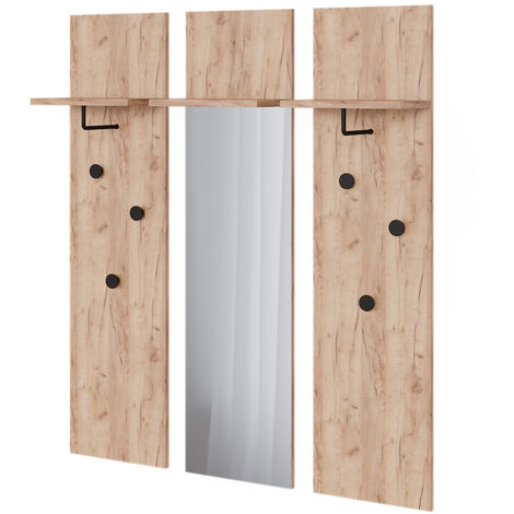 Wandgarderobe  Siri, Goldkraft Eiche, Set mit 3 Wandgarderoben, Vicco