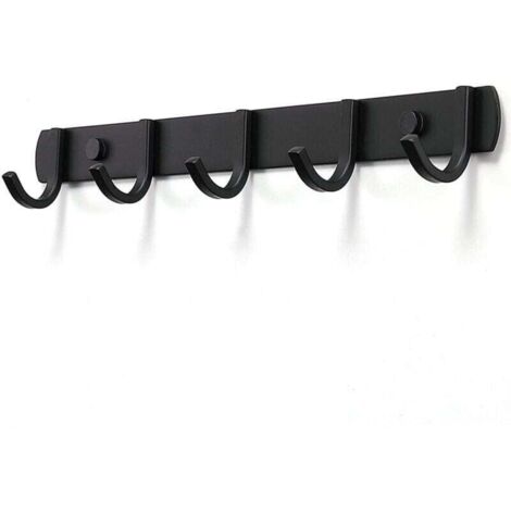 Wandgarderobe, XU, Designer-Garderobenhaken aus Edelstahl, robuste Haken für Bad, Schlafzimmer oder Büro, Schwarz (5 Haken) - KZQ