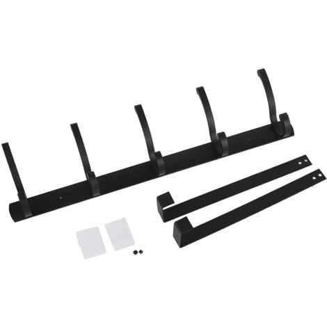 Wandgarderobenhaken, 5 Haken, dickes schwarzes Aluminium, modernes minimalistisches Design fürs Badezimmer