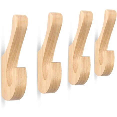 Wandgarderobenhaken aus Holz, Doppelhaken-Garderobe für Mäntel, Hüte, Regenschirme, Bademäntel, Handtücher, Garderobenständer mit Schrauben, Haken und Stiften für Zuhause